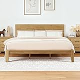 Softa King Japanese Joinery Bed Frame with Headboard, Solid Rubberwood, 1200 Lbs Heavy Duty Slats Support, FSC & SGS Certified, 15Min No-Tool Setup, Hidden Storage, USB-A/C Port, No Box Spring Needed