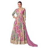 JIVRAJ FASHION Festival Special Designer Anarkali Gown for Women Stitched Traditional Beautiful Dress (UK, Numeric, 40, Regular, Regular, Pastel Pink)