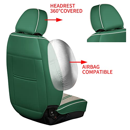 Image of GXT Car Seat Covers Front Seats Only, Front Car Seat Covers 2 Pack, Premium Faux Leather Car Seat Cushion - Universal Fit for Most Sedans SUV Pick-up Truck with Headrests(Green and White)