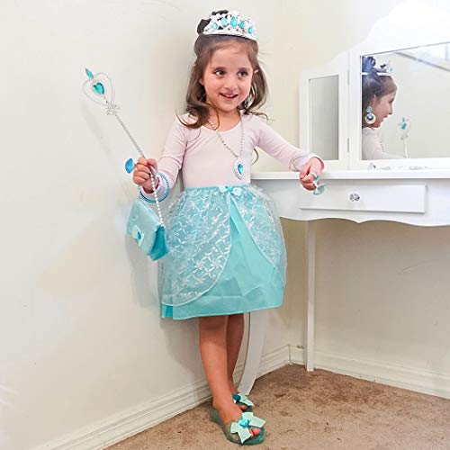 21 Pack Princess Pretend Jewelry Toy,Girl Dress Up toys Girl’s Jewelry Dress Up Play Set Included Crowns,Necklaces,Wands,Rings,Earrings,Skirt - Thumbnail 7