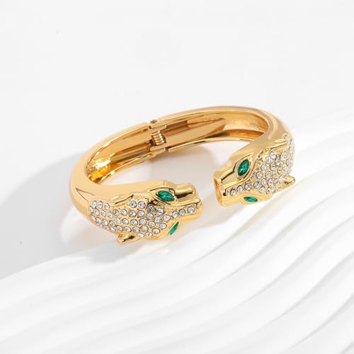 WOWORAMA Gold Statement Bracelets for Women Vintage CZ Panther Leopard Cuff Bracelet Chunky Animal Bangle Bracelets4