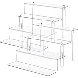upsimples Acrylic Riser Display Shelf, 2 pack 4 Tier Perfume Organizer & Decoration, 9x6 in Makeup Organizer, Clear Display Stand for Funko Pop & Collection, Cupcake Holder, Cologne Stand