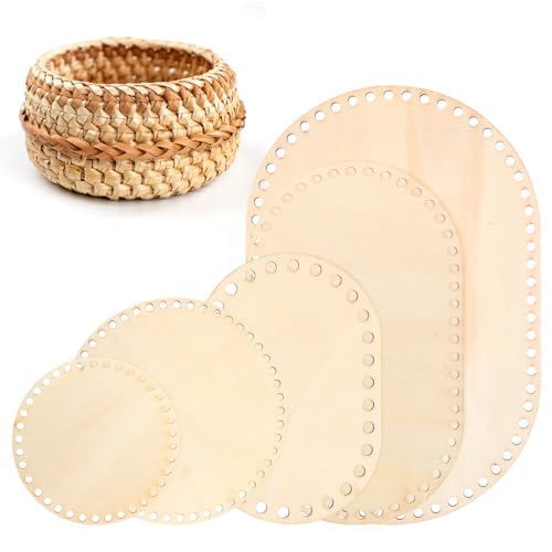 5Pcs Crochet Bag Bottom Wooden Basket Bottoms for Crochet Bases,...