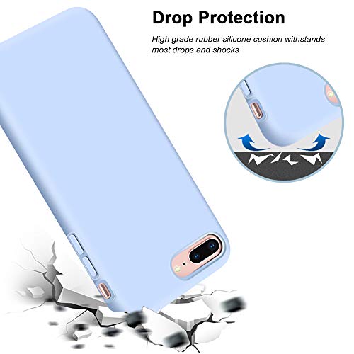 Anuck Iphone 8 Plus Case, Iphone 7 Plus Case, Soft Silicone Gel Rubber Bumper Case Microfiber Lining Hard Shell Shockproof Full-Body Protective Case Cover For Iphone 7 Plus /8 Plus 5.5" - Light Blue #TOP1
