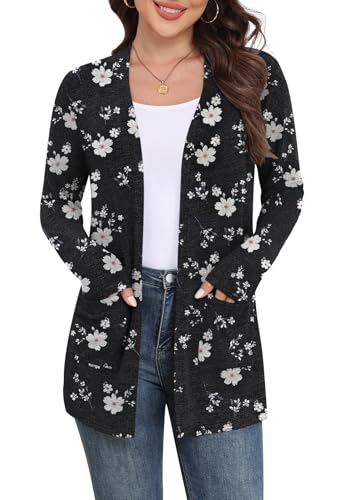 Image of Yincro Womens Lightweight Cardigan Long Sleeve Open Front Casual Sweater Cardigans with Pockets