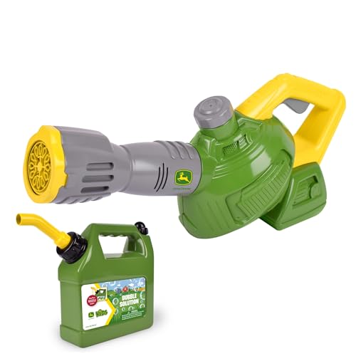 John Deere Bubble Leaf Blower Toy for Kids Includes 44oz Bubble Refill Gas Can Outdoor Bubble Machine for Kids Easy to Use Outdoor Play Great Gift Toddler 3+