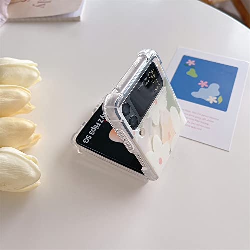 Watercolor Flower Cute Phone Case For Samsung Galaxy Z Flip 3 Cover Fashion Shockproof Protective Cases Compatible With Z Flip3 5G Covers - Clear #TOP3