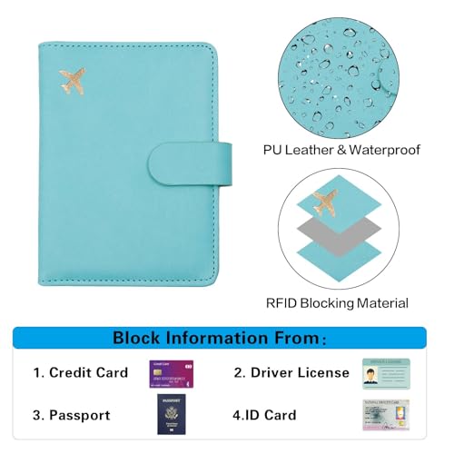 Image of Melsbrinna Premium Leather Passport Holder Covers Case, Waterproof Rfid Blocking Travel Wallet Passport Holder with Pen Holder, Cute Passport Book for Women /Men