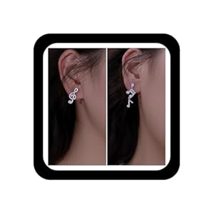 Boucles d'oreilles pendantes asymétriques notes de musique avec zircons