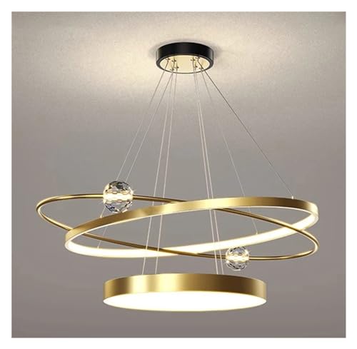 Plafonnier suspendu LED anneau moderne or 60cm - Luminaire intérieur design pour salon et chambre