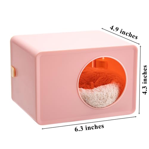 Image of Heated Nest Box for Small Birds and Hamsters Like Budgerigars, Zebra Finches, Java Sparrows, Pearl Birds, Lovebirds, Keeping Them Warm in Winter (Pink)