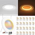 Sunco 24 Pack 6 Inch LED Recessed Lighting with Night Light, 2700K/3000K/4000K/5000K/6000K Selectable, Dimmable Can Lights, 12W, 1000LM, Damp Rated, Retrofit Installation - ETL