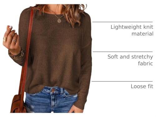 Image of Acelitt Womens Casual Lightweight Long Sleeve Crewneck Knit Shirts Tops, S-XXL