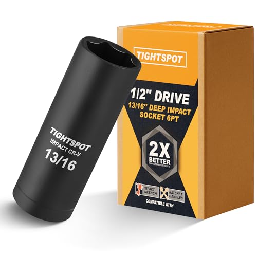 TIGHTSPOT 1/2 Drive 13/16 Inch Deep Impact Socket 6-Point CRV Steel