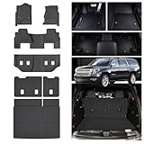 MJBYMAT Floor Mats for 2015-2020 Chevy Chevrolet Suburban/GMC Yukon XL 7 Seats (Not for Yukon) (2nd Row Bucket Seats) & Cargo Mat & Backrest Mat,TPE All Weather Protection Full Set Accessories