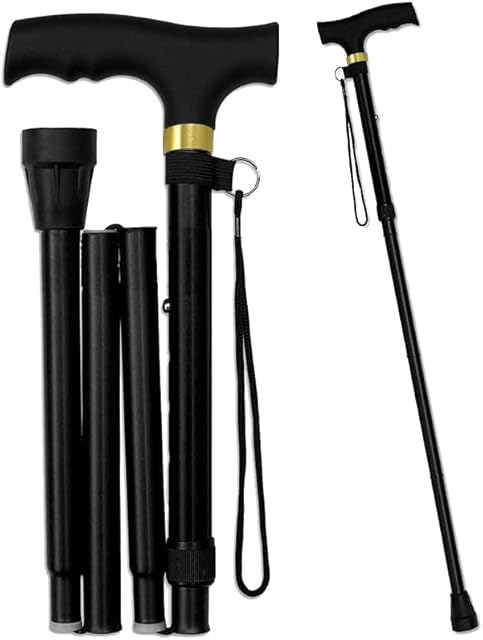 Maecena Folding Walking Sticks for Women and Men | Adjustable Walking Cane with Ergonomic Handle and Wrist Strap | Floral Lightweight Collapsible Walking Sticks