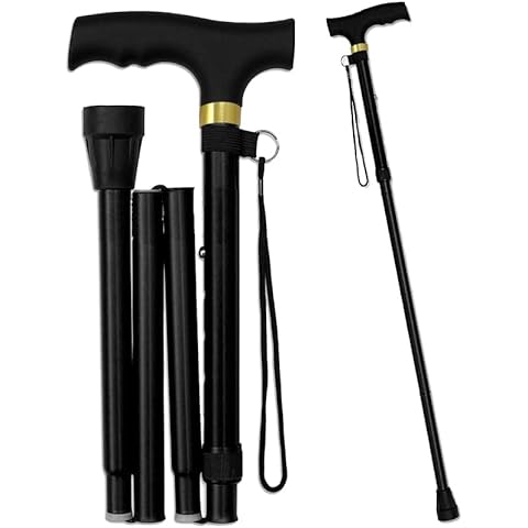 Maecena Folding Walking Sticks for Women and Men | Adjustable Walking Cane with Ergonomic Handle and Wrist Strap | Lightweight Collapsible Walking Sticks - Black Cover