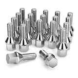 Dynofit M12x1.25 Lug Bolts Set Compatible with Je-ep Compass Cherokee Renegade, 20pcs 12mmx1.25 Lug Nuts Stud for Fiat 500 Dodge Dart Chrysler 200, 28mm Shank Wheel Bolts Replace OE#6511051AA 611-005