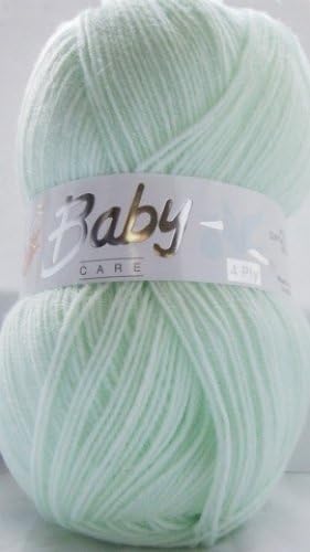 Mint Green 100g 4 Ply Soft Knitting Wool Yarn - Woolcraft Babycare 4 Ply