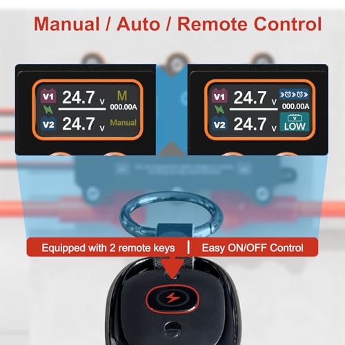 Image of 12V 24V 380A Smart Dual Battery Isolator Remote Battery Disconnect | Prevent Battery Drain for Car Truck RV, Low Voltage Cutoff /Acc Power Kill /Interval Mode, Manual /Auto /Remote Control