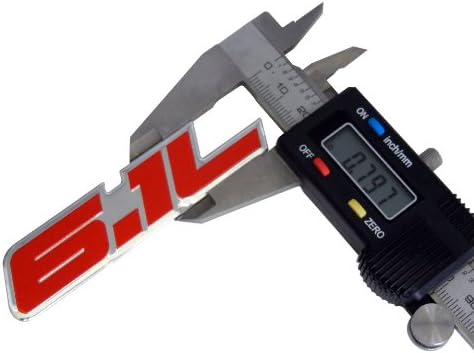 Miniatura 4 de Emblema de aluminio real de 6.1 litros de color rojo en plata pulida Hemi Engine compatible con Dodge Charger Challenger Magnum Jeep Grand Cherokee