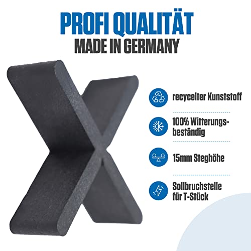 Bauhandel24 - Fugenkreuze 3mm für Terrassenplatten 100 Stk., Fugenkreuz auch als T-Stück, Abstandshalter 15mm Höhe, Kreuze im Außenbereich für Platten Pflaster Terrasse Balkon