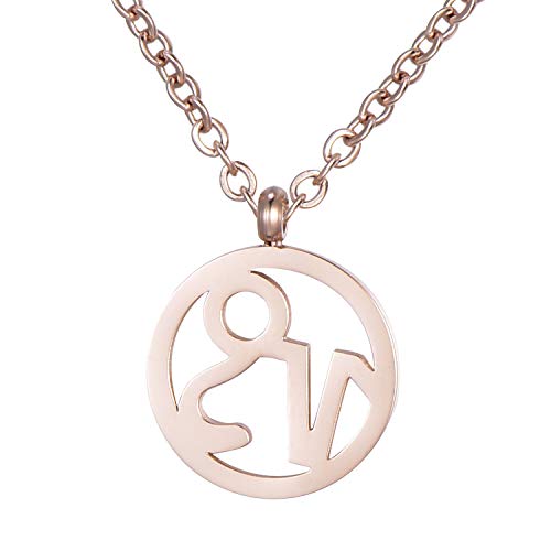 Image of Morella Women's Stainless Steel Necklace Rose Gold with Pendant Star Sign Capricorn in a Velvet Bag