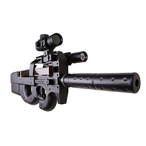 CyberGun Paquete Completo con Accesorios - Arma para Airsoft, Modelo WD90, 0,5 Julios, Color Negro, Modelo eléctrico, Disparo único o ráfagas