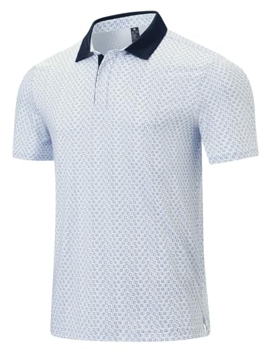 Rdruko Poloshirt Herren Kurzarm Polohemd mit Allover Print Atmungsaktiv Sport Golf Tennis Polo Shirt Männer Sommer Freizeit T-Shirts - Karomuster L
