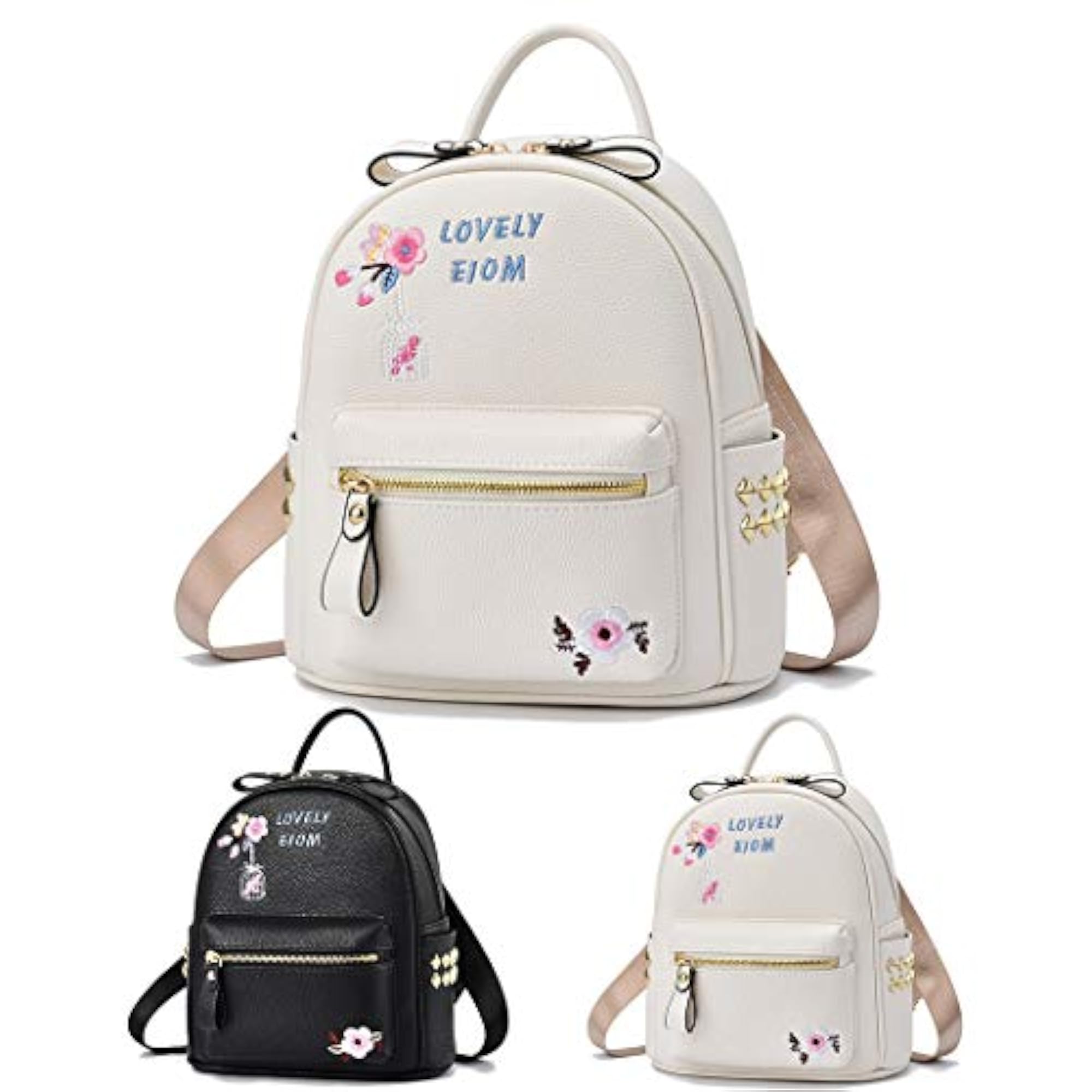 Women's Portable Mini Backpack, Casual Flower Faux Leather