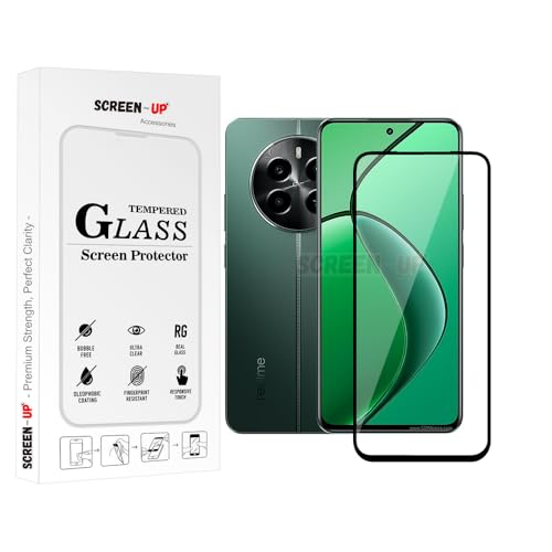 Image of ScreenUp Tempered Glass For Realme 12 4G - Ultra Clear, 9H Scratch Resistant, Full Coverage, Easy Install Screen Protector
