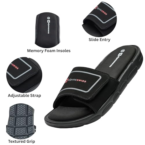 Alpine Swiss Gabe Men's Cloud Slide Sandals | Ultra-Comfortable Shock-Absorbing Foam Insole with Arch Support | Adjustable Strap Waterproof Anti-Slip Traction | Great for Recovery Gym Shoes3