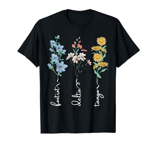 Retro Foxtrots Deltas Tangos Flower T-Shirt