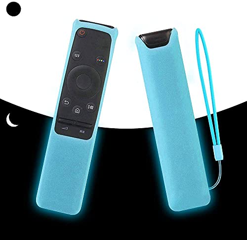 SIKAI Silicone Remote Case for Samsung BN59-01259B BN59-01259E BN59-01260A Smart TV Remote Battery Cover Shockproof Remote Skin Holder Anti-Slip Anti-Lost with Remote Loop (Glow in Dark-Blue)