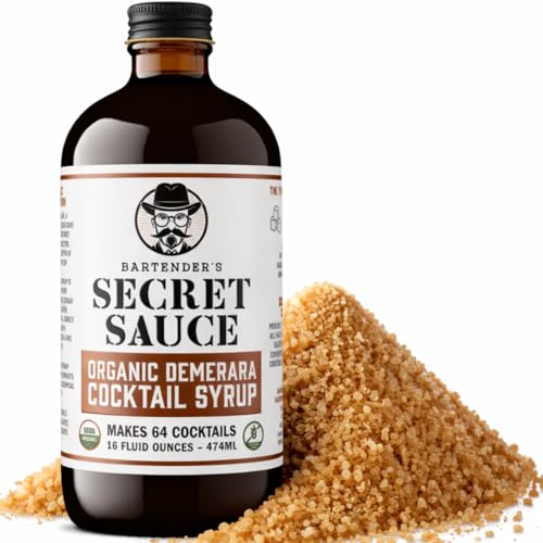 Bartender&rsquo;s Secret Sauce USDA Organic Demerara Syrup &ndash; 16 oz Rich Cocktail Syrup with Organic...