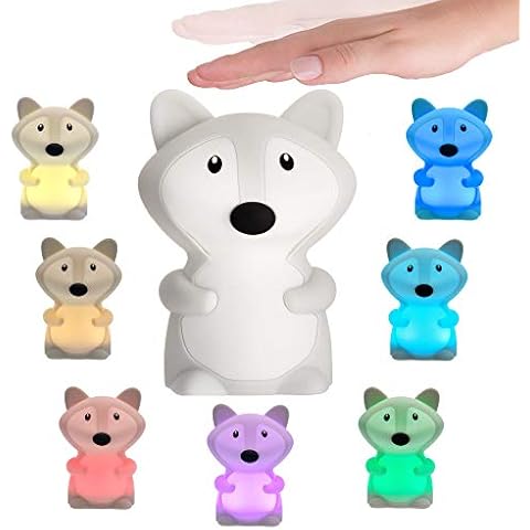 Pauleen 48041 Night Fox Night Light for Children with Battery LED Childrens Bedroom lamp with Colour Change Made of BPA- Silicone Cover