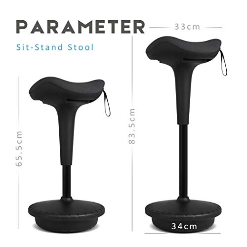 Image of IWMH Standing Desk Stool, Standing Office Stool, Ergonomic Wobble Stools,Adjusting Height and swivels 360 Working seat for Bedroom, Kitchen, Living Room (Black)