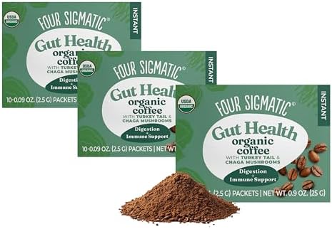 Four Sigmatic Mushroom Coffee Mix Cordyceps and Chaga Pack of 3 (30 Packets Total)