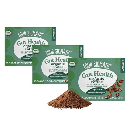 Four Sigmatic Mushroom Coffee Mix Cordyceps and Chaga Pack of 3 (30 Packets Total)