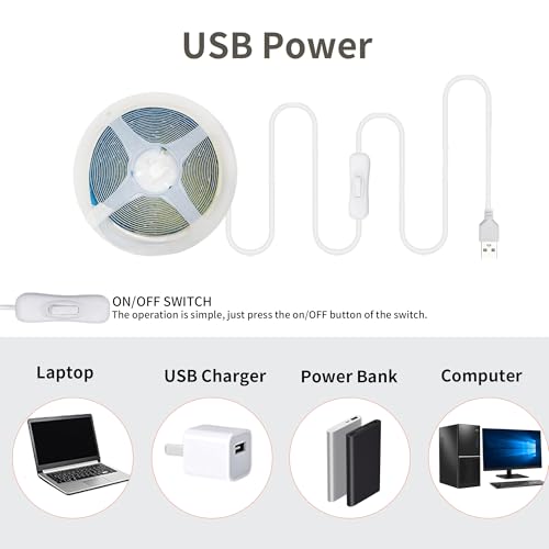 Tira LED COB USB 5V con Interruptor 3M Luz Natural miniatura 6