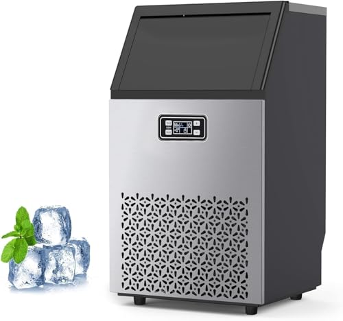 Image of GarveeHome Ice Maker Machine, Stainless Steel Under Counter 200 LB /24h Commercial Ice Maker with 55 LBS Storage Capacity, 90 Ice Cubes for Home, Bar, Restaurant, Outdoor Activities