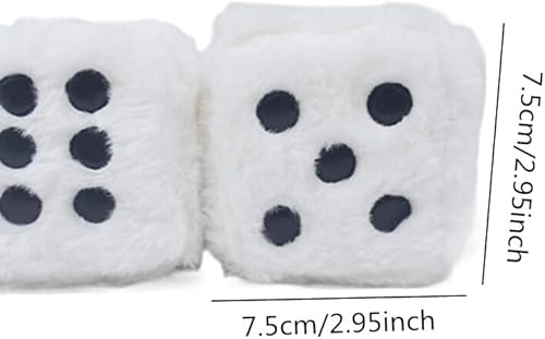 Miniatura 2 de 1 par de dados retro con puntos difusos para colgar en el espejo del automóvil, dados cuadrados cúbicos de felpa para espejo retrovisor automático