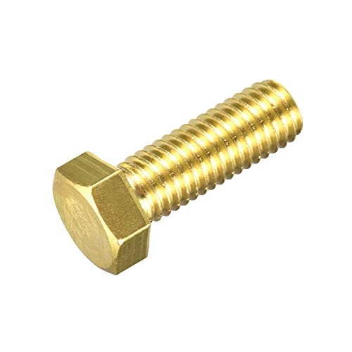 Image of uxcell Brass Hex Bolts, 1 /2-13x1-1 /2 1pcs Fully Thread Grade 4.8 Solid Brass Hexagon Head Bolt Machine Screws for Machinery