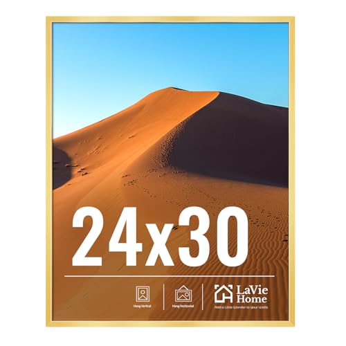 Image of LaVie Home 24x30 Picture Frame for Wall Display, 24x30 Gold Picture Frame with HD Plexiglas, 24 x 30 Poster Frame 1 Pack, Display Frame for Vertical or Horizontal, Classic Collection