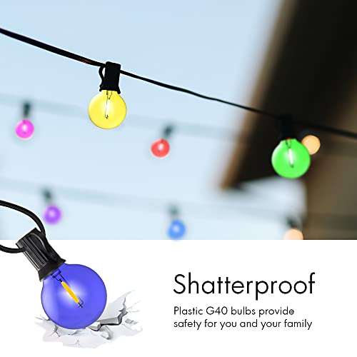 Sunthin 50 Pack G40 Colored Led Bulbs, String Lights Replacement Bulbs, Red/Green/Blue/Orange/Purple Multicolor Bulbs With E12/C7 Candelabra Base, Shatterproof Globe Bulbs For Indoor & Outdoor Use #TOP3