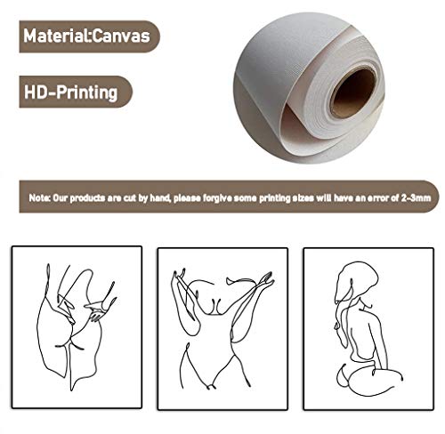 Line Art Prints Fashion Women Art Print Set Of 3 Black And White Prints Stick Figure Printing Gift For Women Canvas Rose Prints Wall Pictures For Bedroom Home Decor No Frame 8X10 Inches #TOP6