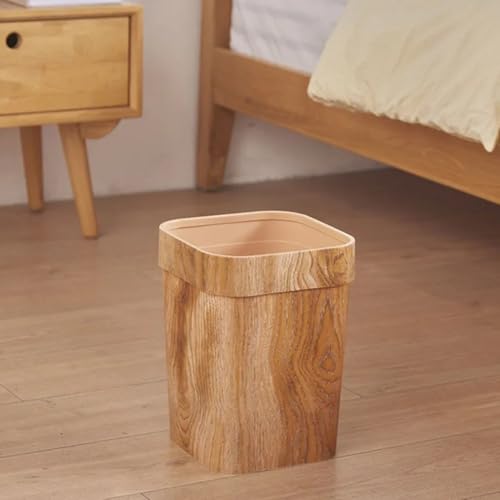 Bote de basura de plástico cuadrado retro con tapa abierta para baño y sala 5