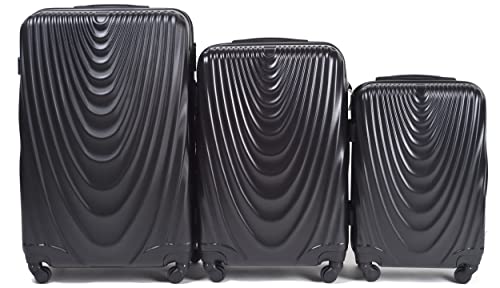 Valise set de 3 bagages légers Wings noir à roulettes