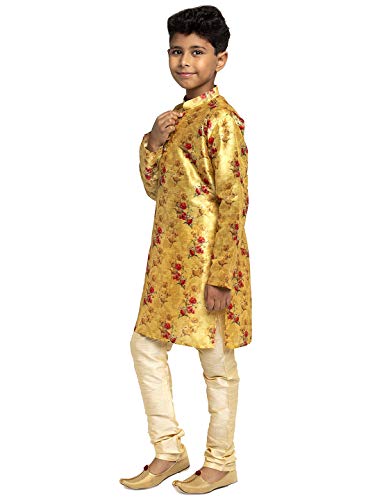 Image of KRAFT INDIA Boys Silk Print Kurta Churidar