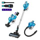 INSE S6 Akku Staubsauger Kabellos 10-in-1 Staubsauger Beutellos Leichtes Handgerät + Elektrobürste für Sofa/Betten + Schlauch für Autos + Abnehmbarer Akku Hartböden Teppiche Tierhaare